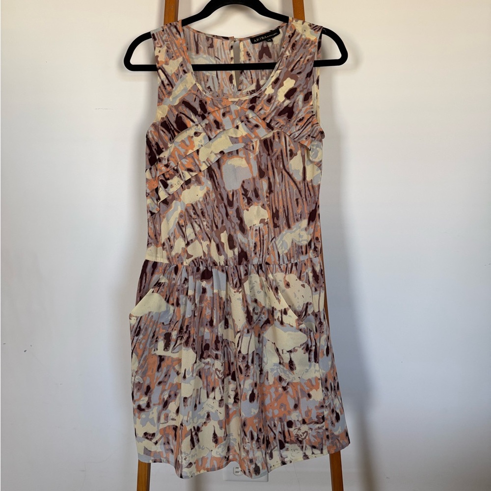 AKIRA Abstract Pattern Dress in Pink and Brown